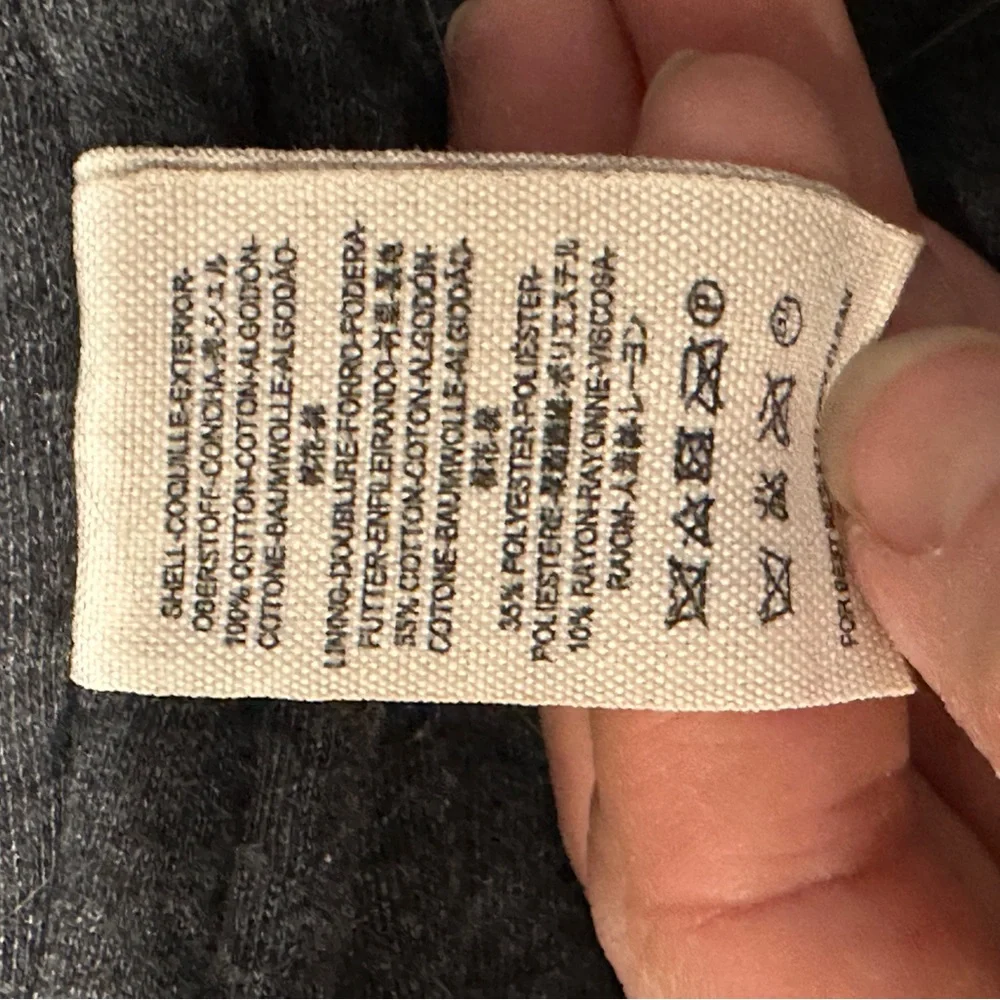 Free People Navy and Charcoal Hooded Poplin Blanket Coat
